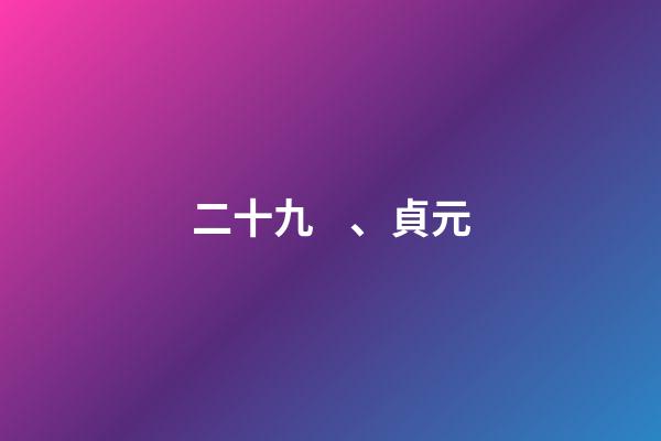 二十九、貞元